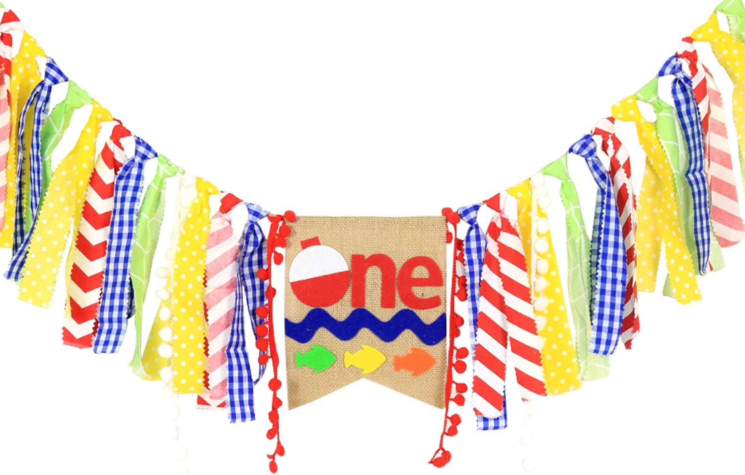 WAOUH High Chair Banner for 1st Birthday - First Birthday Decorations for Photo Booth Props, Birthday Souvenir and Gifts for Kids, Best Party Supplies (The Big ONE Fish Banner)