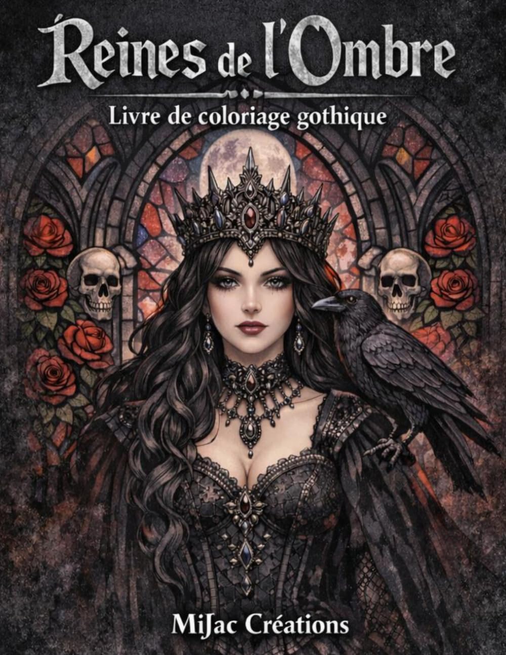 Reines de l’Ombre: Livre de coloriage gothique pour adultes – Corbeaux, roses, crânes et mystères