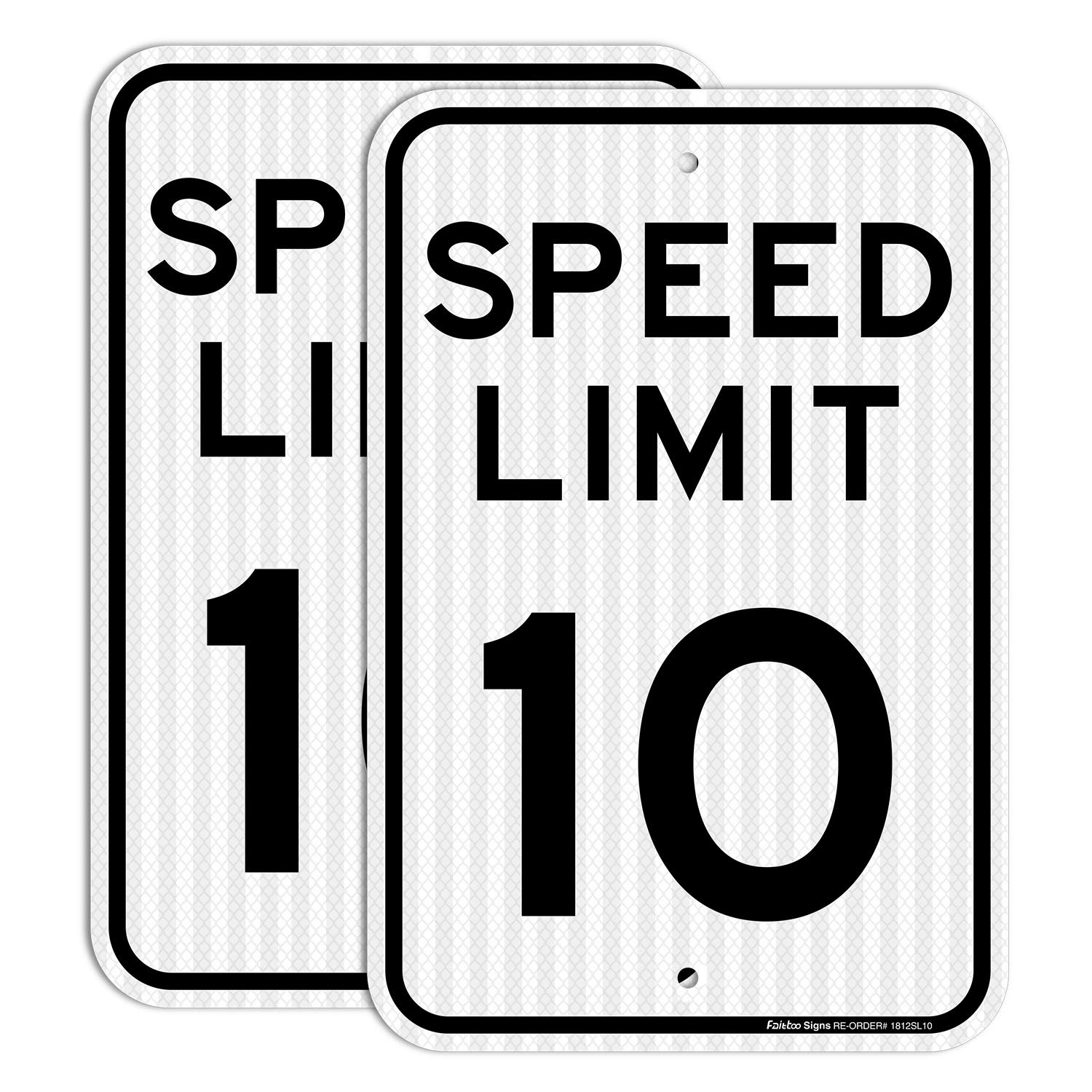Photo 1 of (2 Pack) Speed Limit 10 MPH Sign, 18 x 12 Inches Engineer Grade Reflective Sheeting, Rust Free Aluminum, Weather Resistant, Waterproof, Durable Ink, Easy to Mount