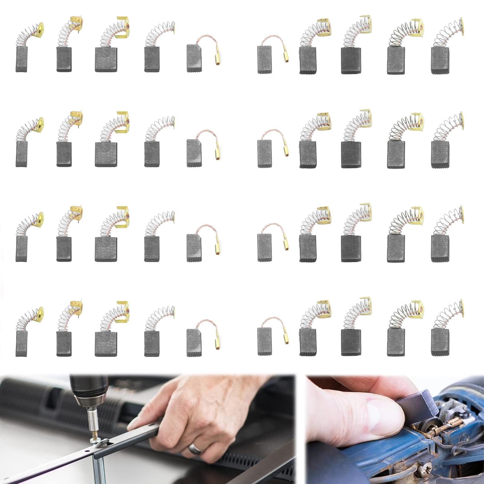 40 Pezzi Carboncini Motore Elettrico,Spazzole Motore Elettrico,Spazzole di Carbone di Ricambio,10 Misure,Adatti per Elettroutensili,Perni in Carbonio,Smerigliatrici Angolari