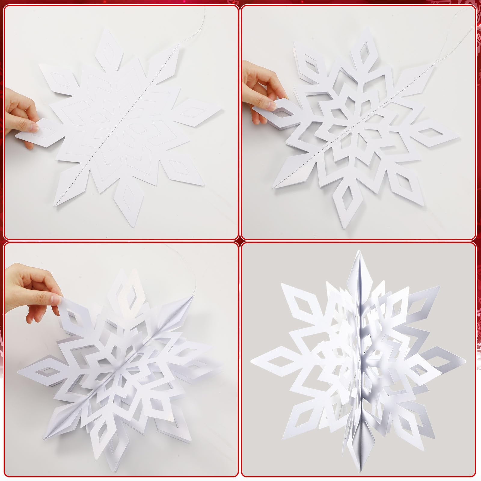 Riceshoot 8 Stück 30,5 cm große Schneeflocken Ornamente 3D Papier Schneeflocke Girlande hängende Dekoration übergroße Winter Glitzer Dekor für Weihnachtsbaum Winter Party Indoor Outdoor Handwerk