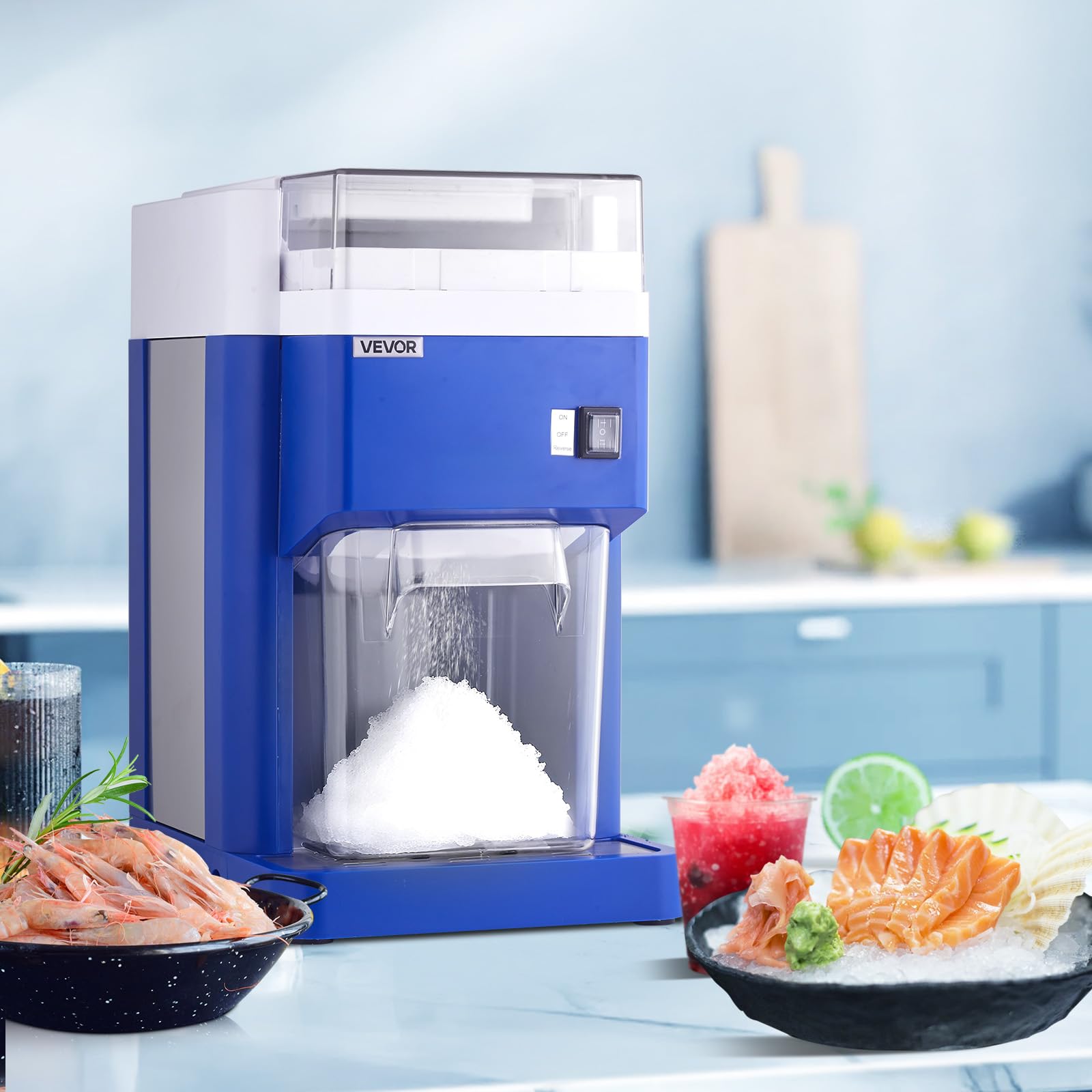 VEVOR Macchina per Ghiaccio Tritato per Coni di Neve Commerciale da 1,8L, Tritaghiaccio per Coni di Neve Fine Soffice con Motore da 300 W Lame in Acciaio Inox, Tritaghiaccio per Preparazione Dolci
