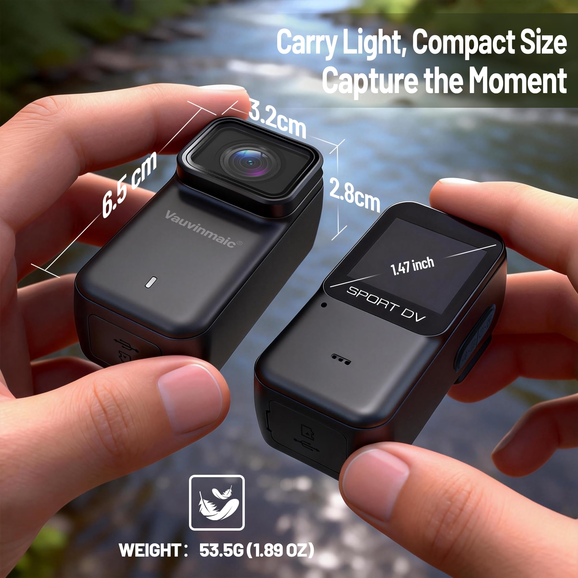 4K Body Camera with WiFi, POV Action Cam for Motorcycling Skiing Cycling Vlogging Sports, Magnetic Wearable Thumb Camera for Hands-Free Recording, Waterproof Portable Video Recorder, 64GB Card, Black - 3