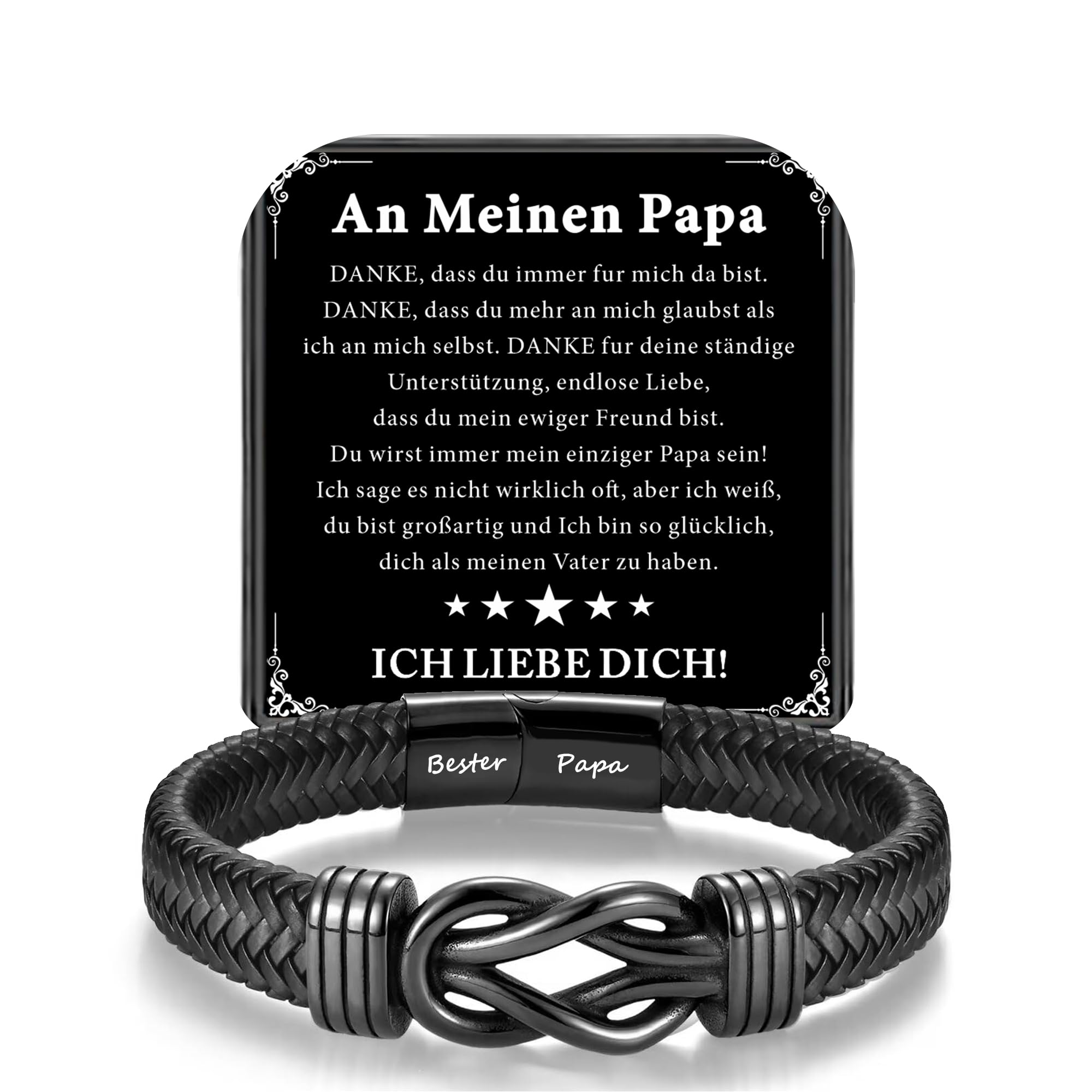 HAYOUWAY Ich Liebe Dich Geschenke für Männer An Meinen Sohn Papa Mann | Armband Lederarmband Herren mit Gravur Geburtstag Liebe Jahrestag Weihnachten Geschenk für Ihn Freund Ehemann Jungen Teenager