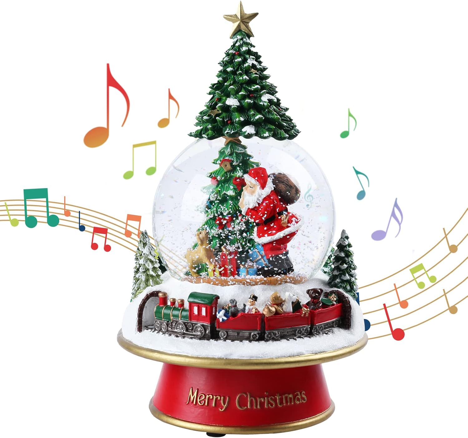 MUMTOP Christmas Snow Globes, Musical Snow Globes for Kids Girls and Boys, Santa Snow Globe Musical with Multi Color Changing LED Lights Christmas Birthday Gift Decor - Image 9
