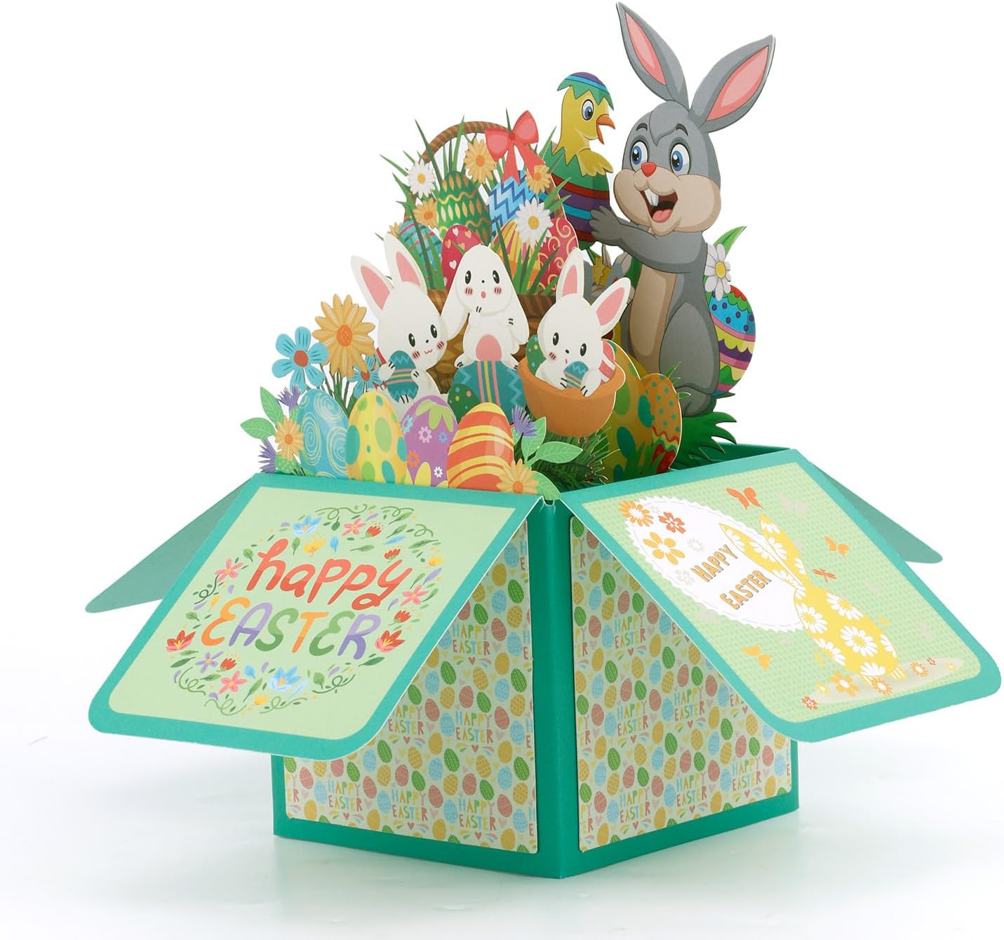 Easter Pop Up Cards, 3D Greeting Card with Envelopes Spring Bunny Celebration Decoration for Boys Girls Creative Gifts