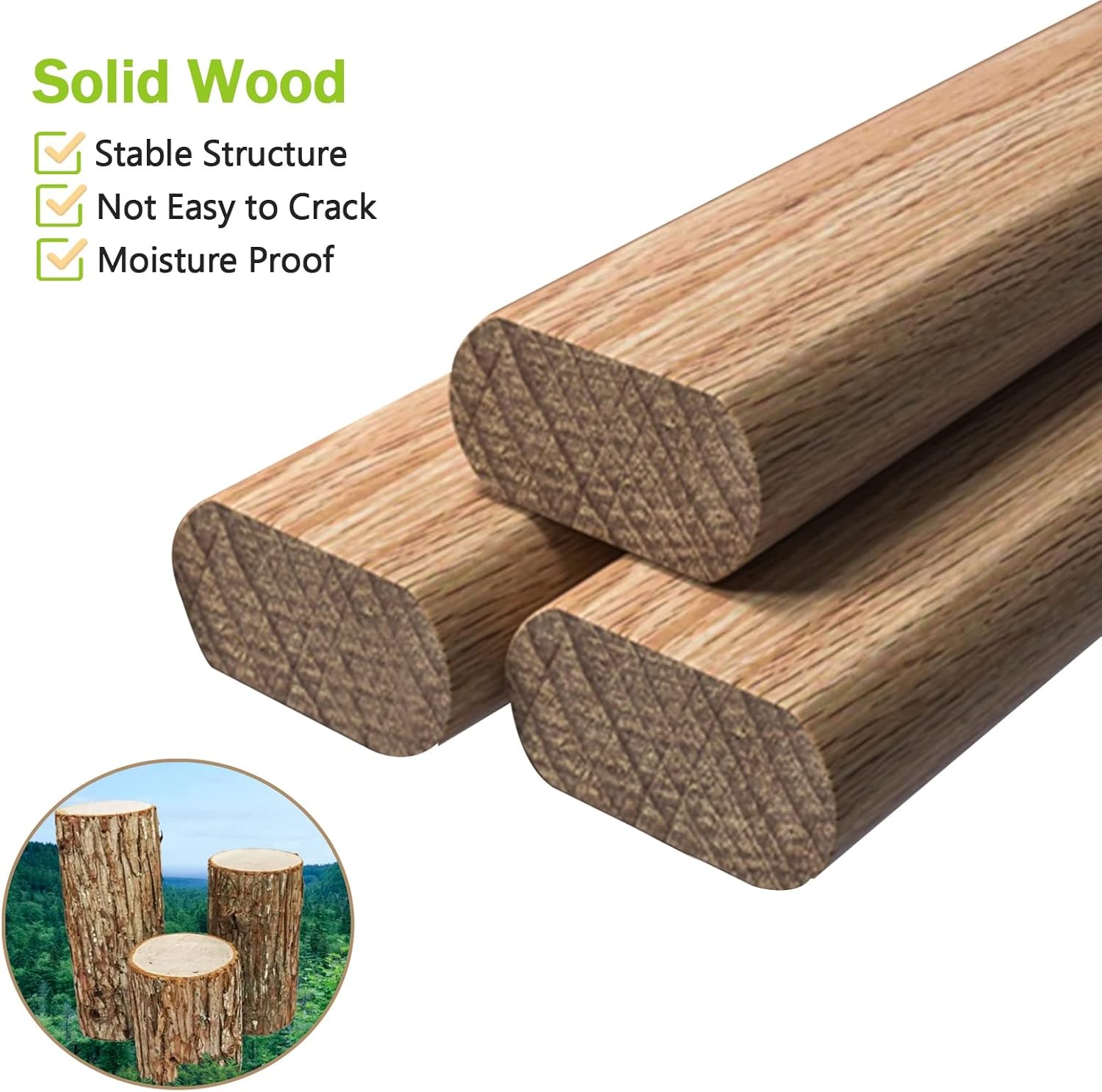 Wooden Oval Closet Rod for Saving Space, Clothing Store Hanging Garment Bar Wall Mounted, Bedroom/Shower Curtain Rod, with Socket Set, 40/60/80/100/120 cm Long/