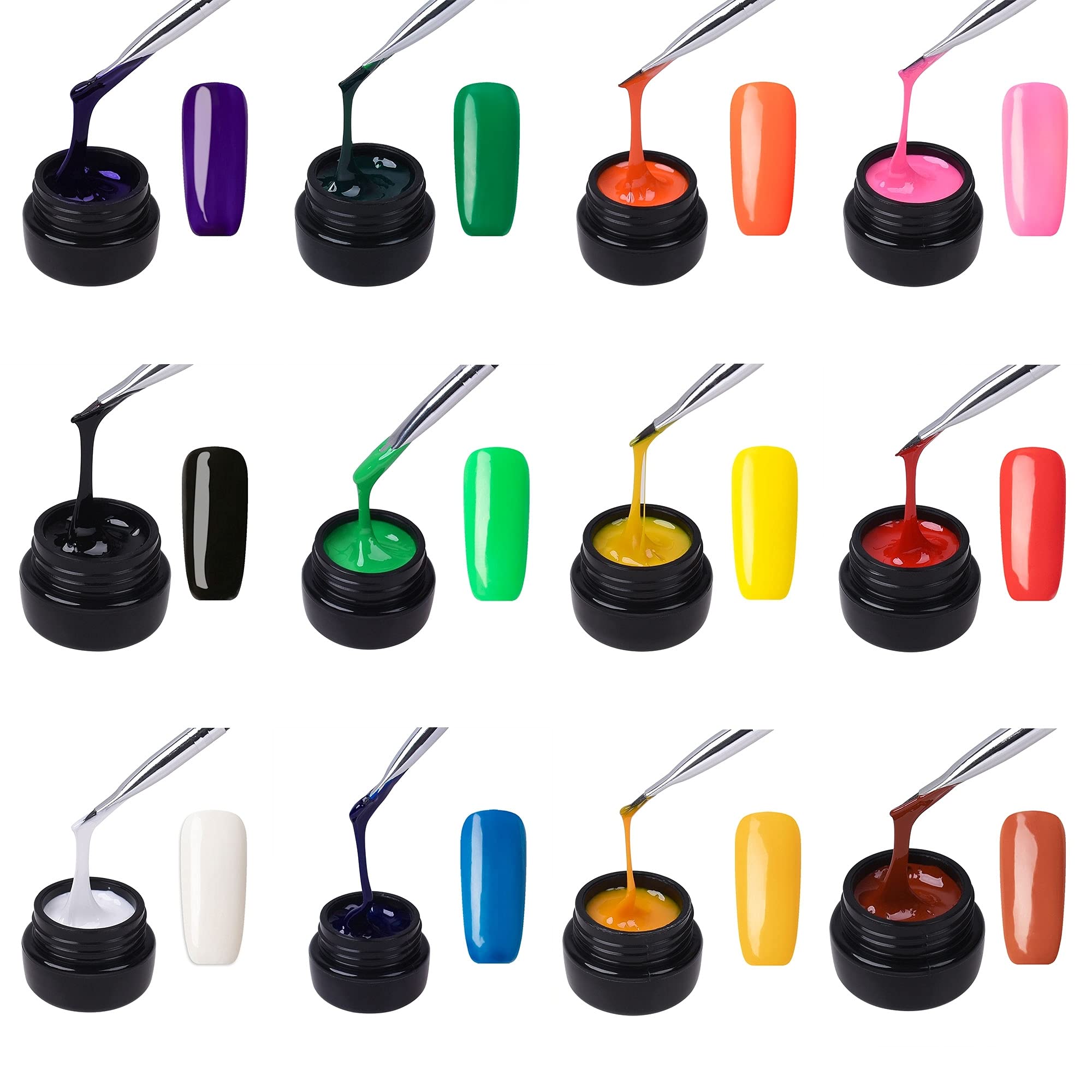 Kit de vernis à ongles en gel de peinture 3D noir pour dessins d'art d'ongles Gel de fil de ligne de dessin Soak Off UV LED ensemble de manucure, 8g