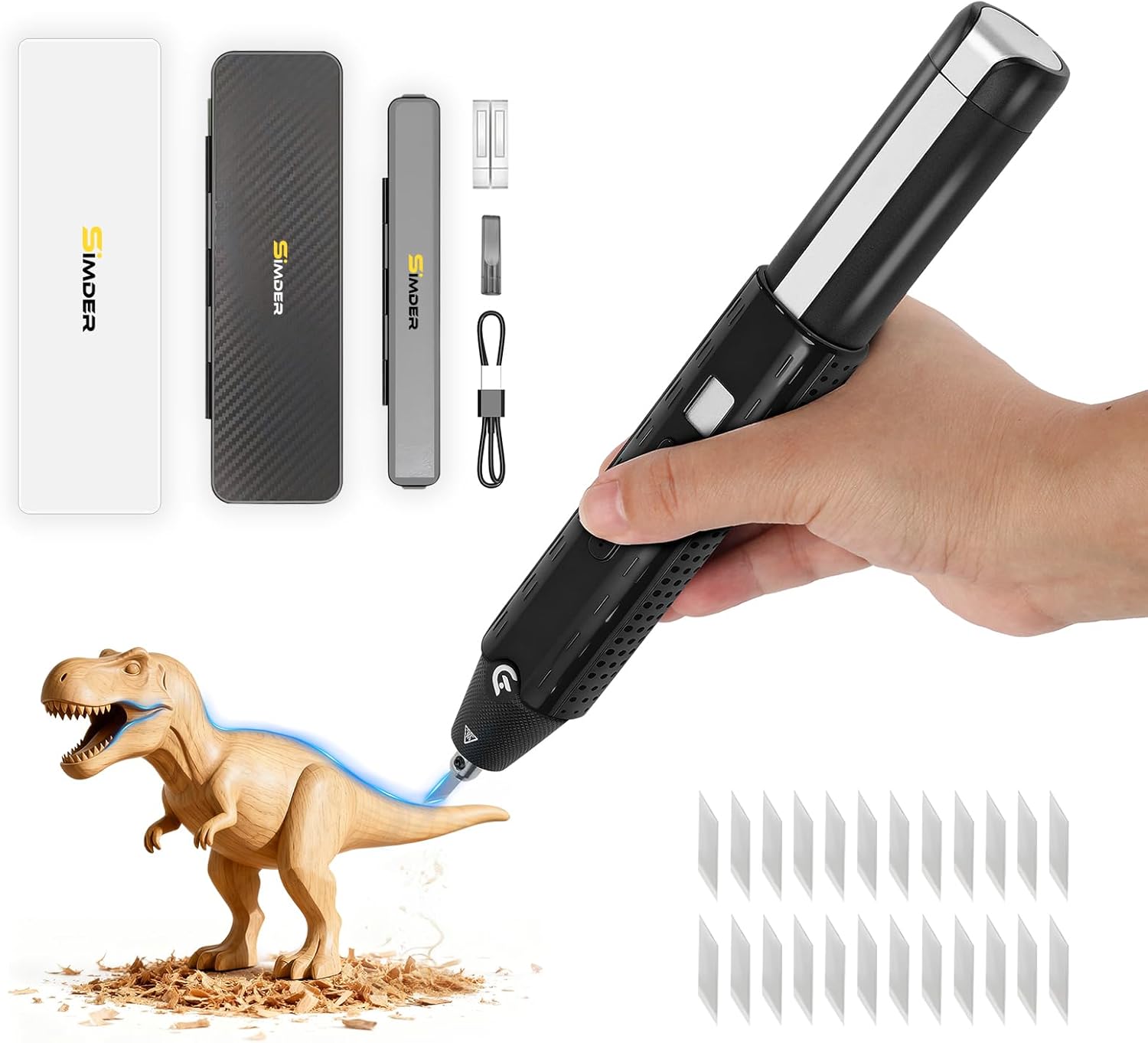 Cordless Ultrasonic Cutter Knife with 72Pcs Neoblade Replacement Cut Resistant Finger Cots 40,000Hz Ultrasonic Knife with Led Light Cutting Polishing Grinding for 3D Printing Prototyping DIY Projects
