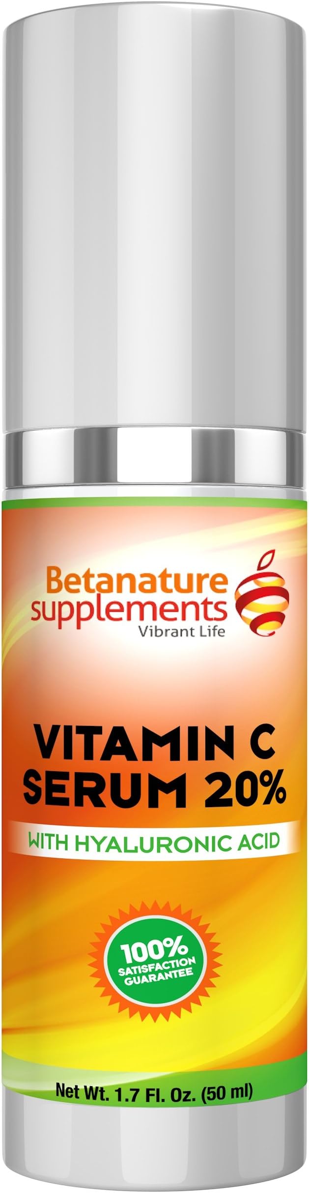 Sales BetaNature 50ml Vitamin C Serum 20% Hyaluronic Acid - Age Defying Face Serum Witch Hazel & MSM. Air Tight Packaging For Maximum Potency. Fade Acne Topical Skin Care For Men & Women