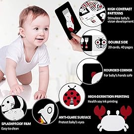 beiens High Contrast Baby Flashcards, Black White Color Newborn Brain Development Toys, Visual Stimulation Learning Activity Cards, Educational Infants Gift (Black White Color(for 3-6 Months))