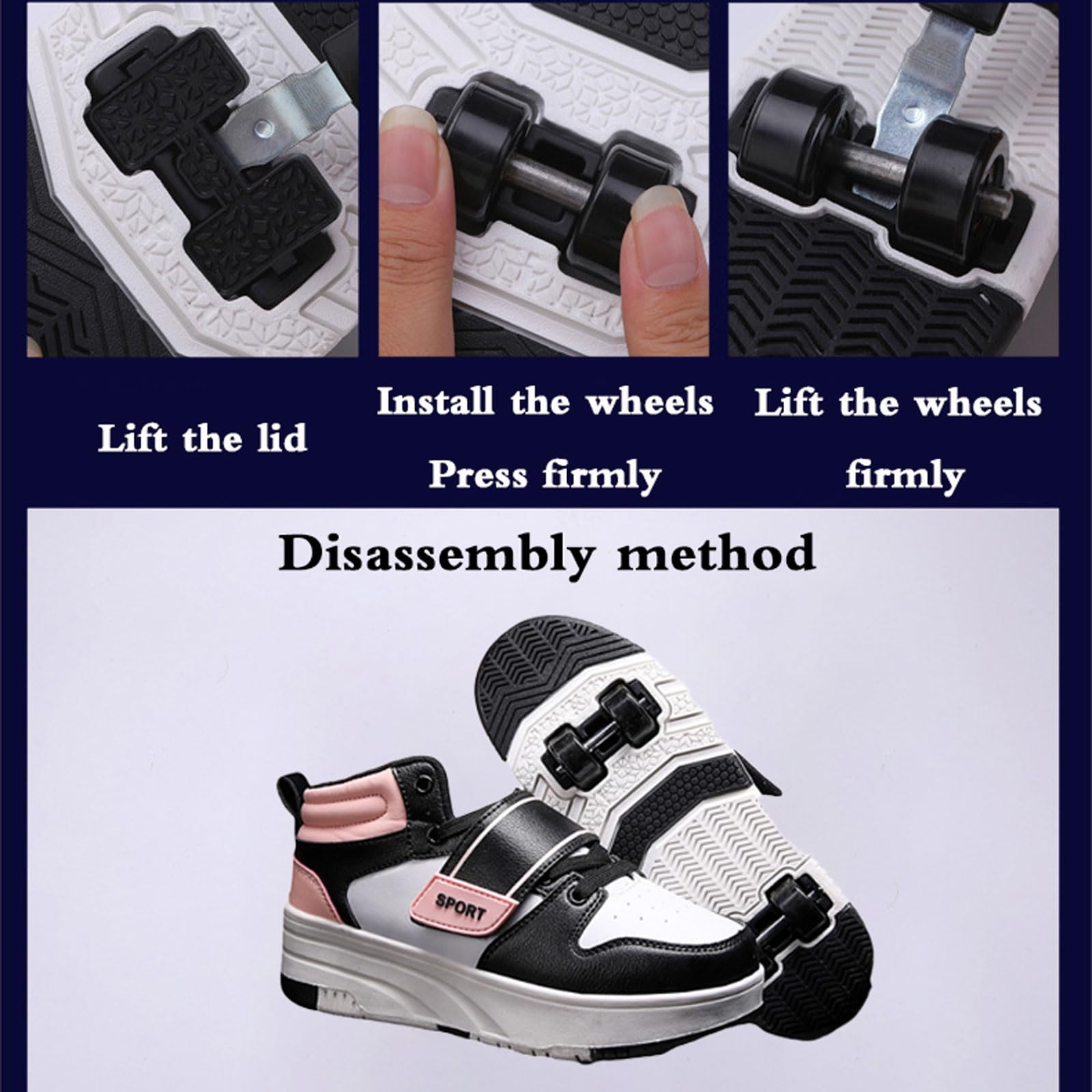 Zapatillas Deportivas con Ruedas para niños,Zapatillas de Skateboarding Niñas Niños,2 en 1 Zapatillas con Ruedas,Multiusos,Comodidad,para Regalos de cumpleaños y Navidad