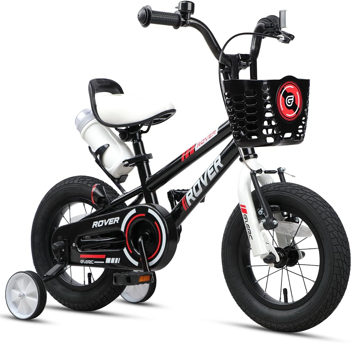 Glerc Rover Bicicleta para niños, Bicicleta para niños de 12 a 18 Pulgadas para niños de 2 a 9 años, Bicicleta para niños con Botella de Agua, Cesta y Ruedas de Entrenamiento, Varios Colores