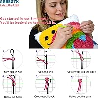 Vista 3 de GREBSTK Kit de gancho de pestillo DIY funda de almohada de sofá, cojín de sofá, patrón de sol y arcoíris, punto de cruz pintado, 16x16 pulgadas