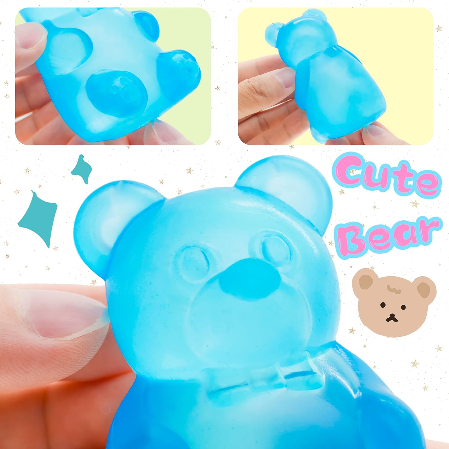 Gummy Bear Toys, Stress Bear Squishy Balls, Sugar Filled Squishy Toys for Kids Stress Relief, High Density Squeeze Balls for Students Calming, Ultra Soft Fidget Toys for Anxiety Relief - Image 2