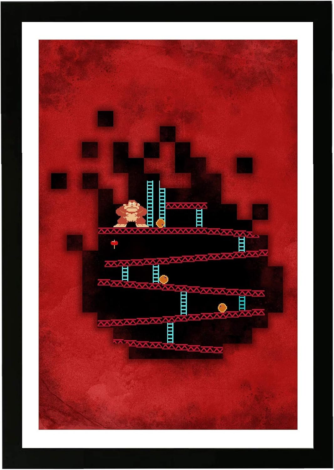 Nostalgic Arcade Game Red and Black Framed Wall Art