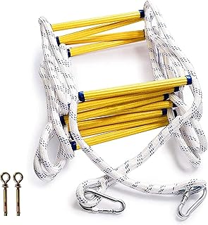 Fire Escape Ladder, Fire Escape Ladder, Emergency Safety Rope Ladders, Flame Resistant Safety Evacuation Ladder with 2 Hooks, Strong Fire Rescue Ladder, Fast to Deploy, Weight Up to 450KG-18M
