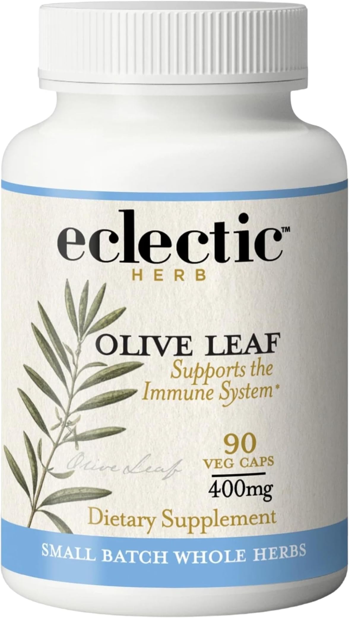 Eclectic Herb - Organic Olive Leaf Capsules | Immune System Support | Herbal Supplement | Freeze-Dried, Natural, Non-GMO, Vegan, Gluten Free (90 CT | 400 mg)