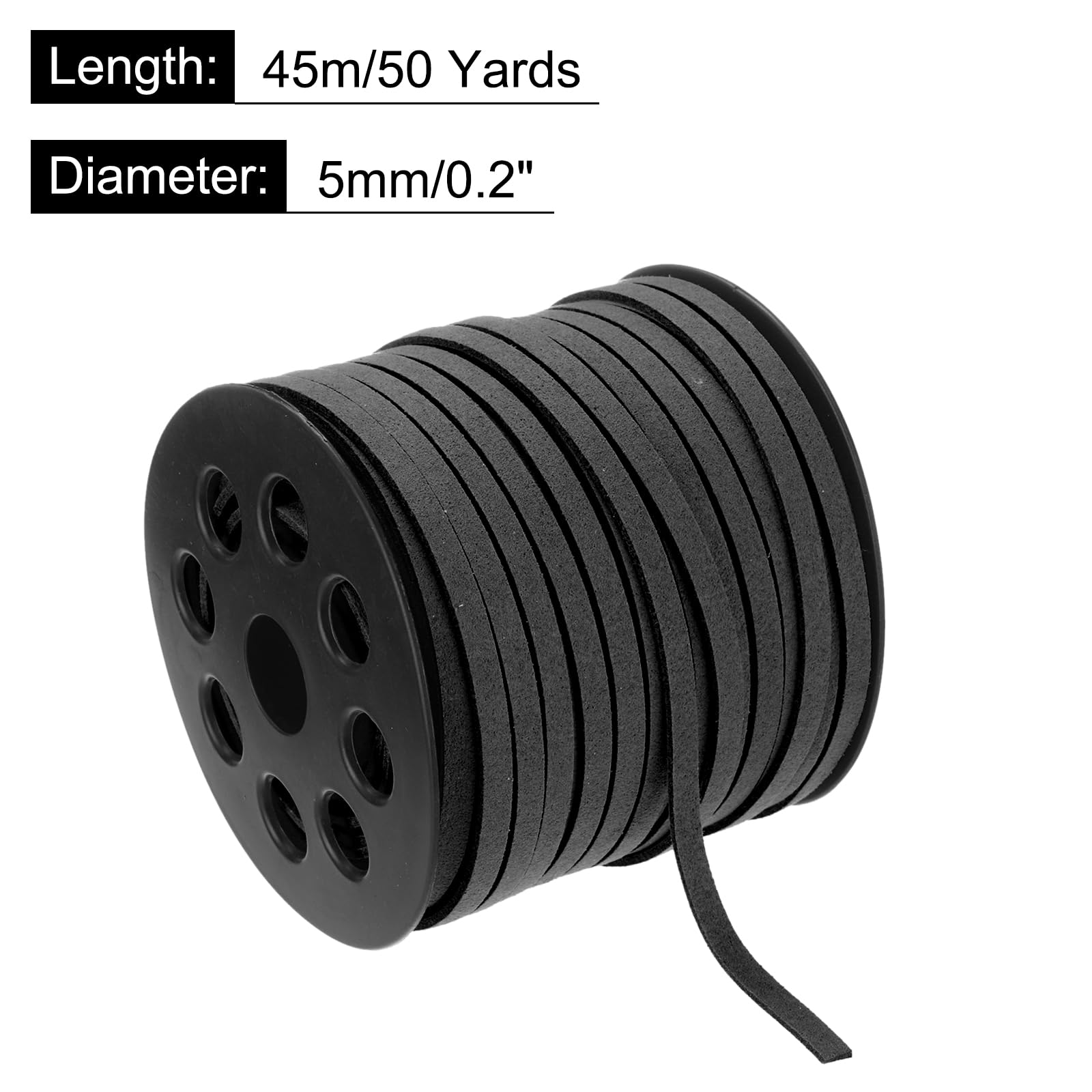 DMiotech Faux Suede Leather Cord 5mm x 50 Yards Flat Leather String Thin Leather Strip Lace for Necklace Bracelet Beading Jewelry Making Arts Crafts (Black - Image 2