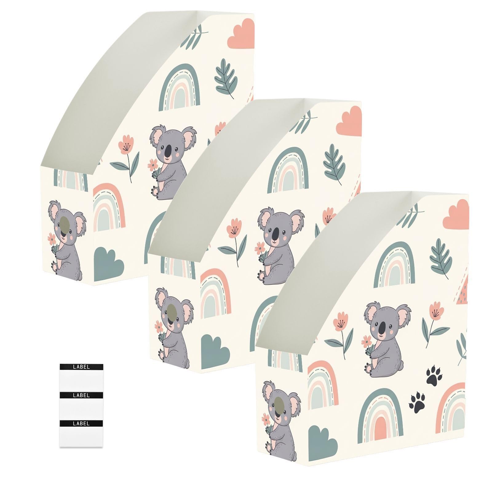 Atractivo soporte para carpetas de archivos gris koala