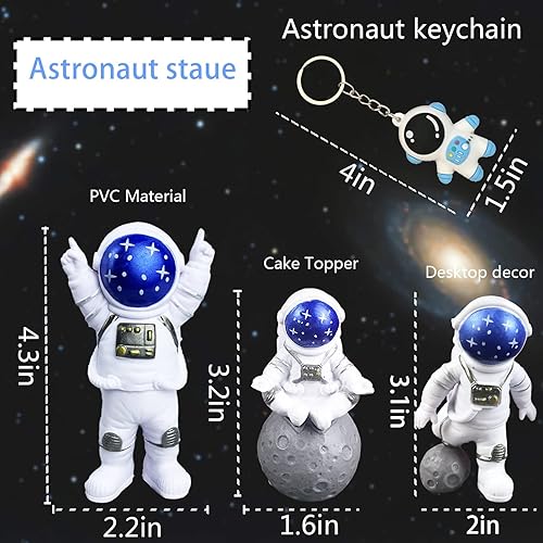 Vista 39 de Figura de astronauta, juego de 3 espejos, decoración de estatua de astronauta, figura de resina para decoración de pastel, adorno de escritorio