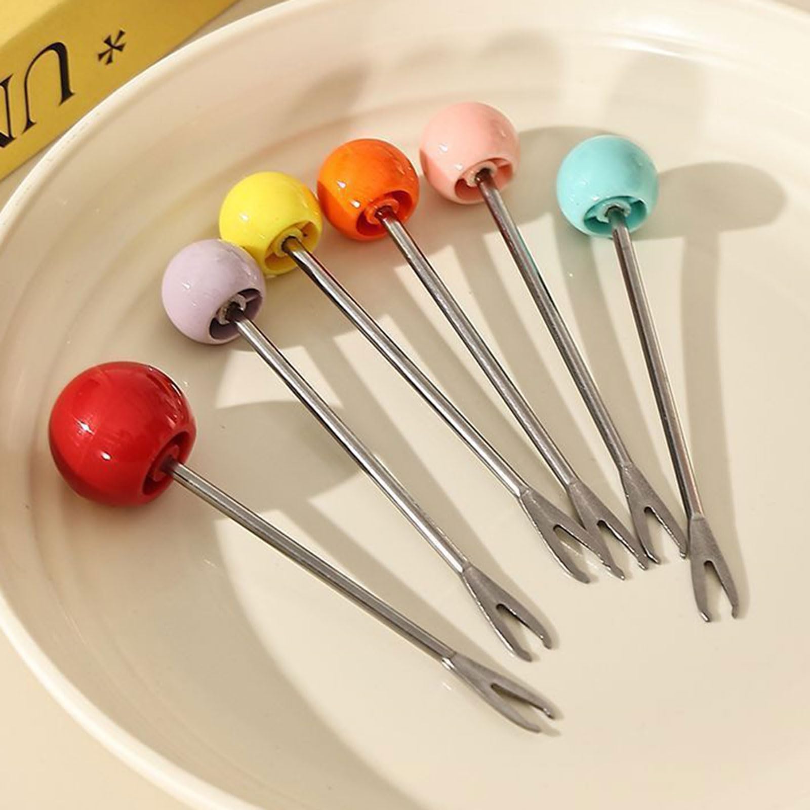 Set de 6 Fourchettes à Fruits et Dessert en Acier Inoxydable à Thème Licorne avec Pot de Rangement Décoratif - Ustensiles Mignons et Créatifs pour Maison, Café, Restaurant,
