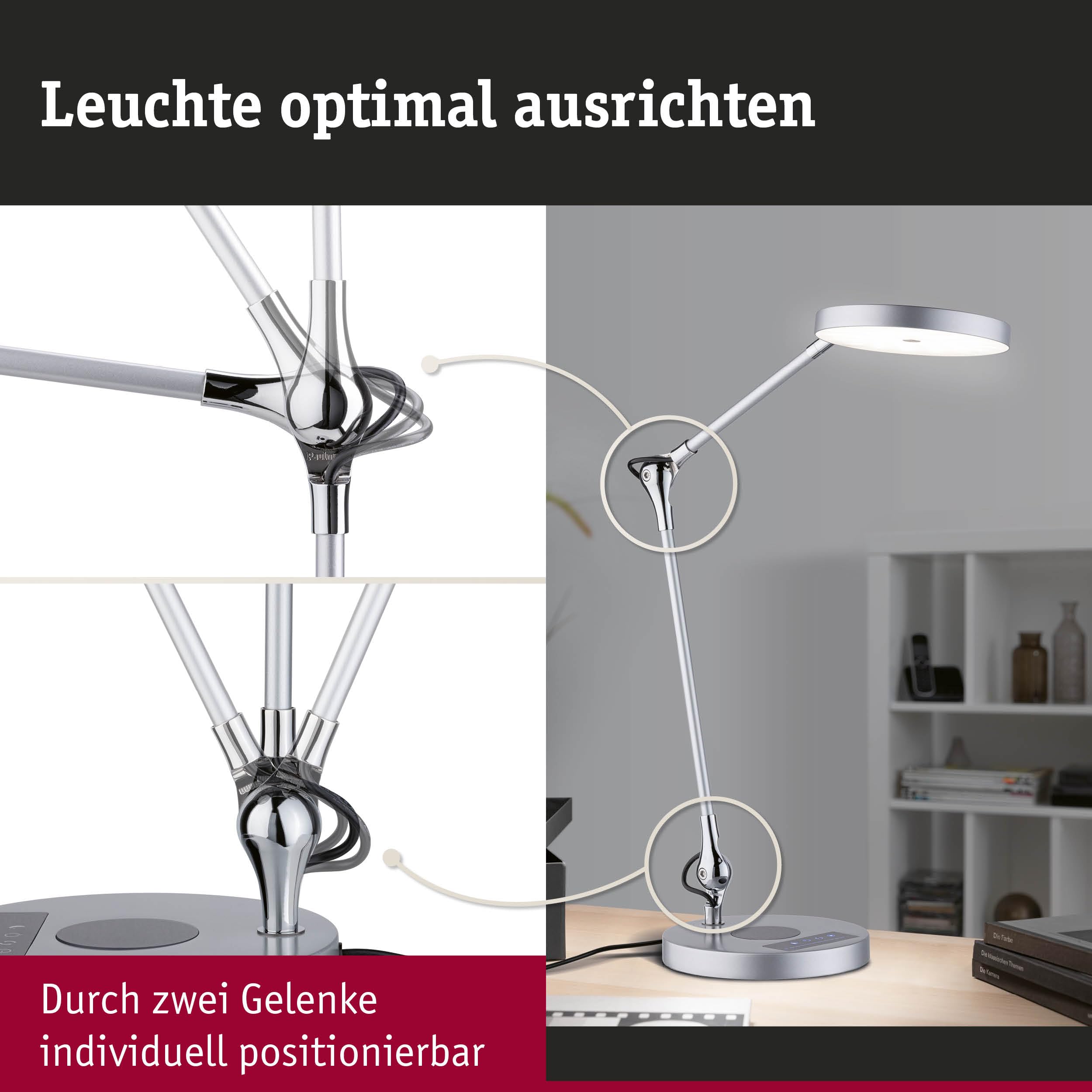 Paulmann LED Schreibtischleuchte Numis White Switch 1000lm 11W Silber 78014