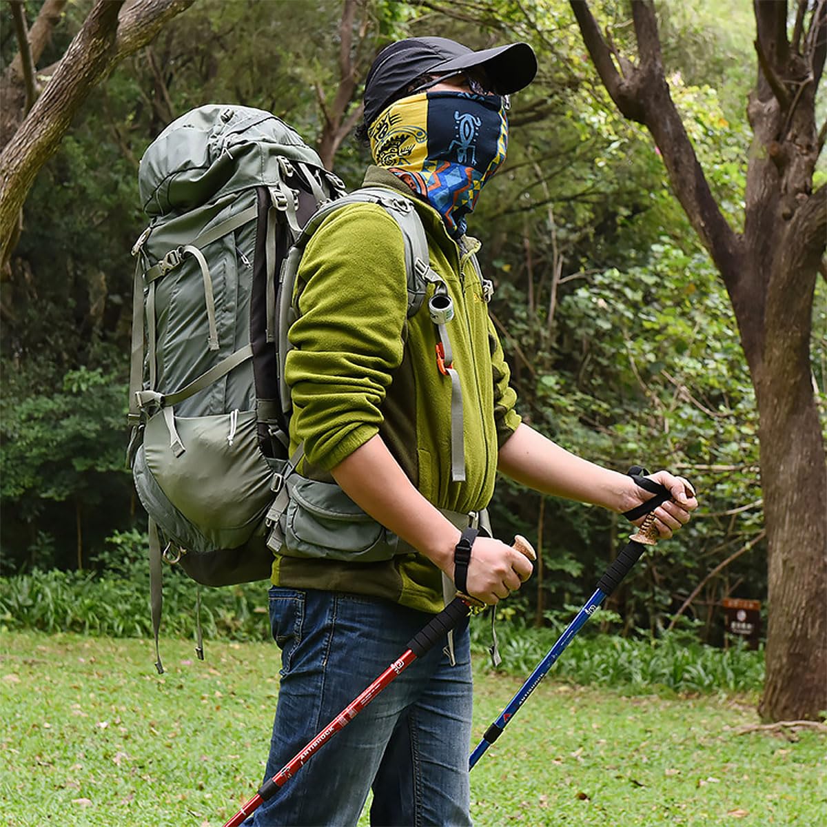 MidGard Bastoncini da trekking telescopici antiurto in lega di alluminio con manico in sughero e smorzamento regolabili in lunghezza 65-135 cm