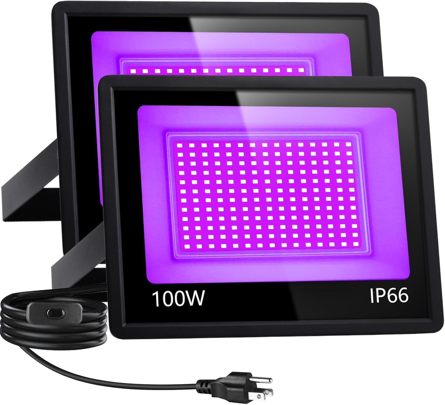 100W Blacklights 2 Pack IP66 Waterproof Black Lights with 10ft Cable