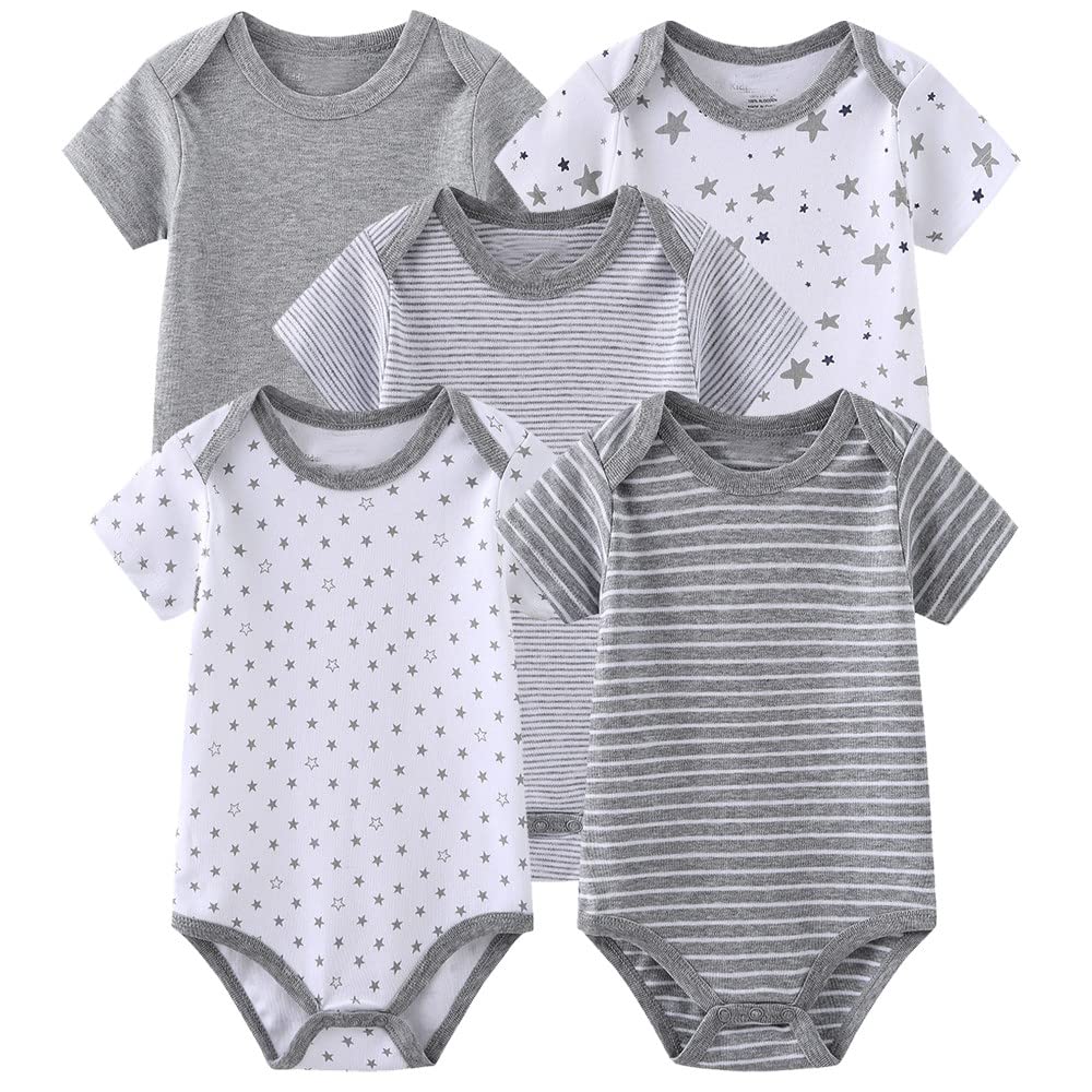 Chamie Newborn Short Sleeve Baby Bodysuit Baby Clothes set for Boys and Girls