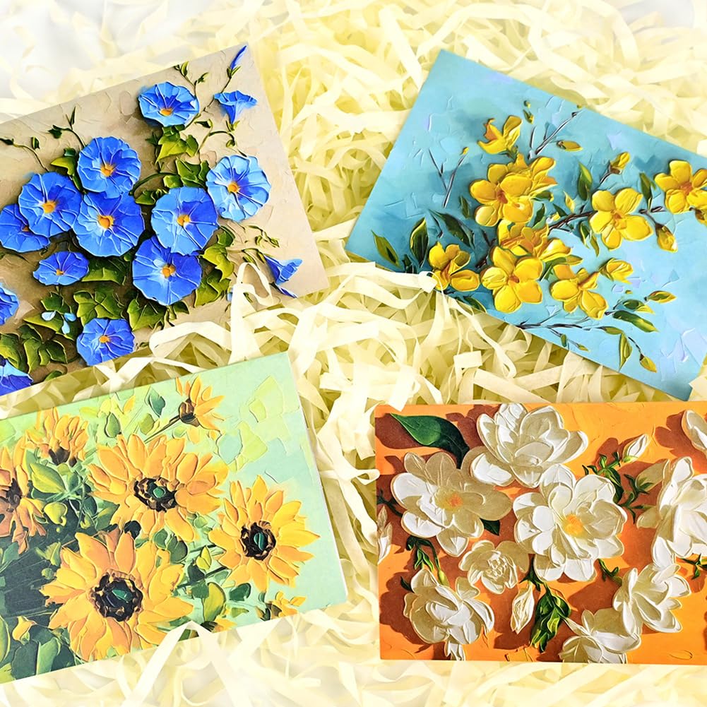 4 x 6 pollici, set di biglietti di auguri con buste vuote, pittura a olio, motivo floreale, elegante biglietto di auguri, biglietti di ringraziamento per compleanni, festa della mamma, #F