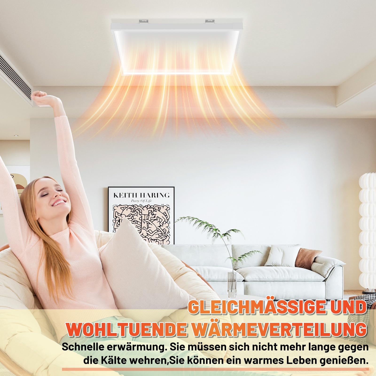 Chauffage Infrarouge Mural 300W - Économe, Thermostat, Mobile, 6-8 M², Protection Surchauffe, Chaleur Saine Sans Poussière