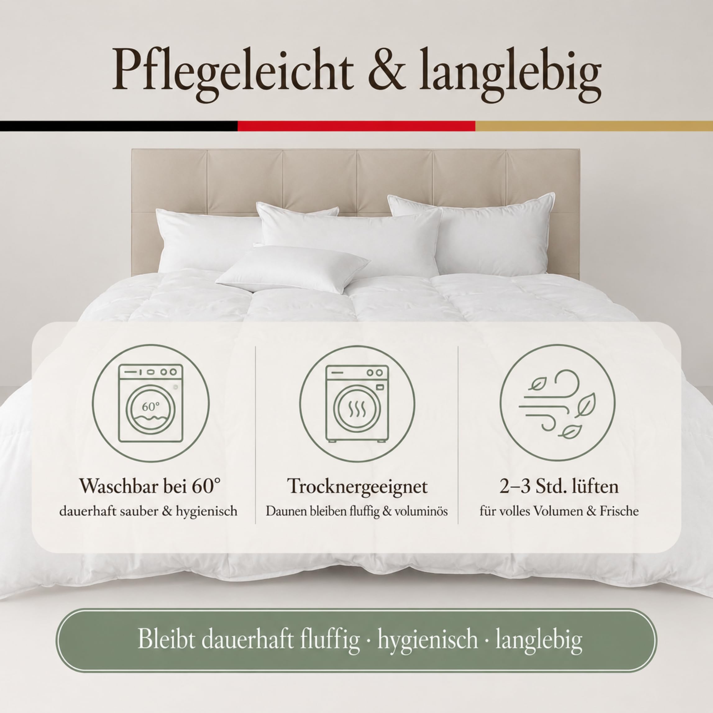 Haber Natur Daunendecke 135x200 -90% Daunen Ganzjahresdecke Made in Germany | 4-Jahreszeiten-Bettdecke mit 90% Daunen statt Federfüllung: leicht, warm, für Allergiker. 624g, Downpass, OEKO-TEX, Nomite