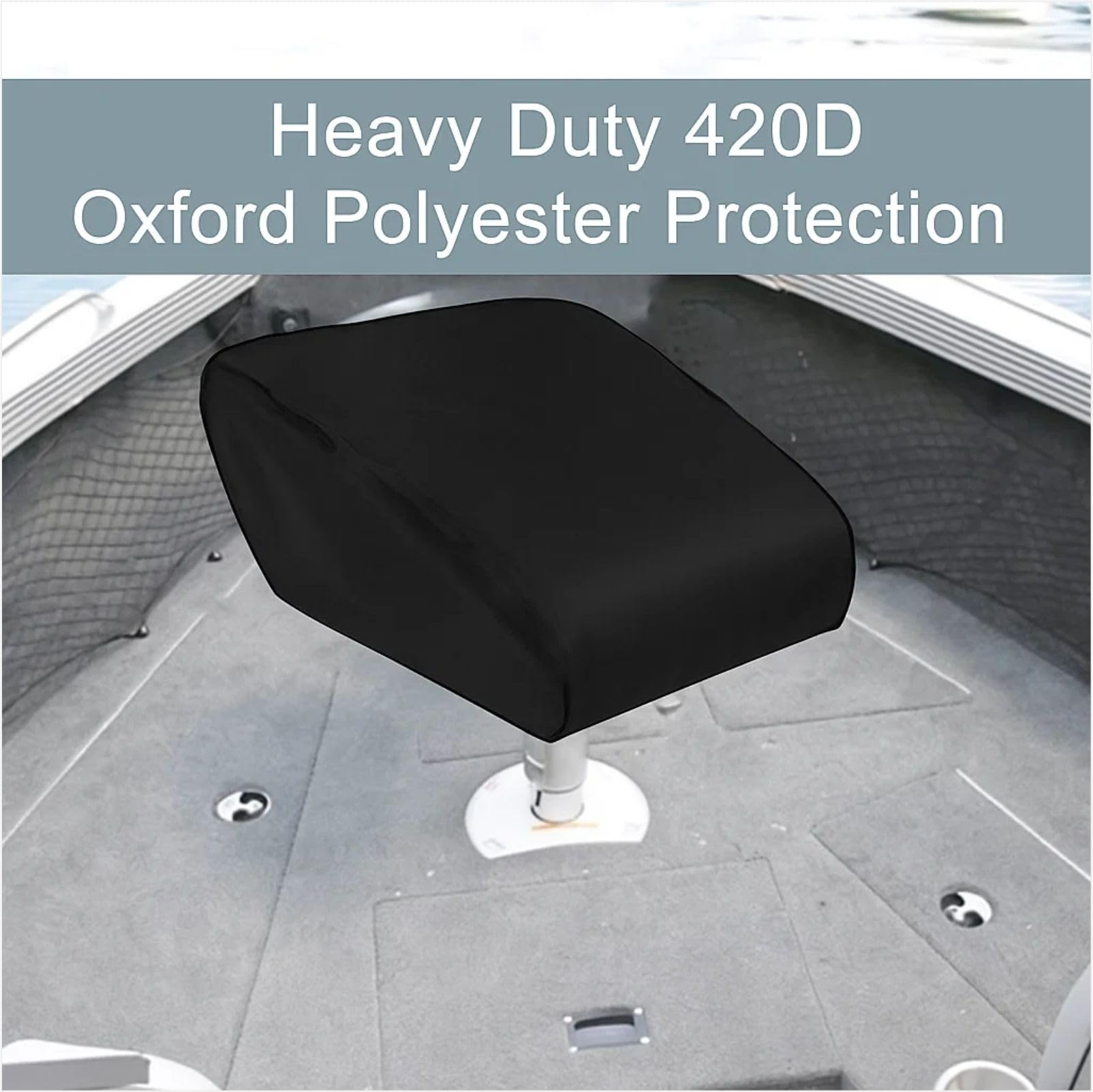 Housse de siège pliable pour bateau – Protection de siège pliable imperméable en toile 420D robuste résistante aux intempéries (noir)