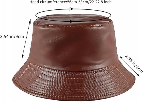 Miniatura 3 de MILAKOO Pu Leather Bucket Hat for Unisex Reversible Fishing Cap Metallic Retro 80s 90s Fisherman Hat