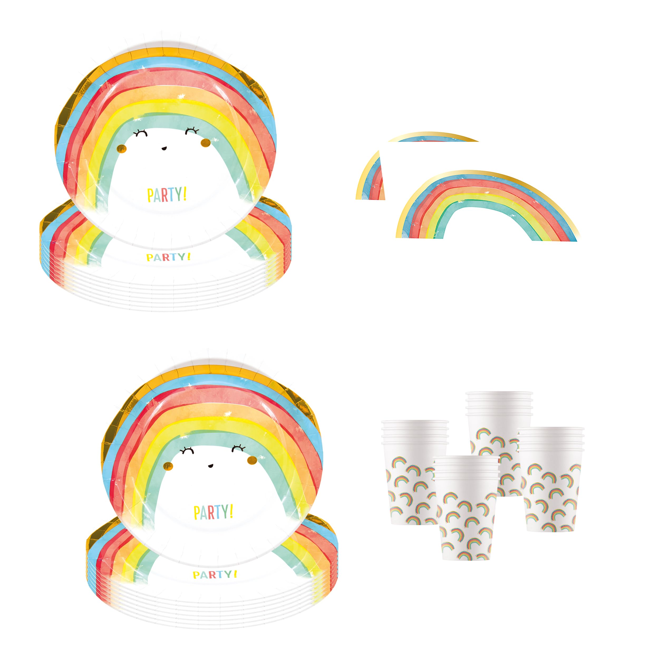 Procos DY10273852 Rainbow Party Set Small, Plates, Napkins and Cups, Table Decoration, Birthday Decoration
