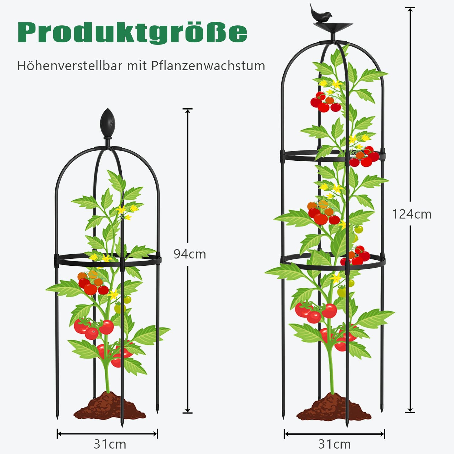 SUNYRISY Rankhilfe Garten Obelisk 3er Set, Rankgitter Käfige für Kletterpflanzen wie Blumen, Tomaten, Rosen usw, Witterungsbeständig Beschichtetes Metall Gartendekoration