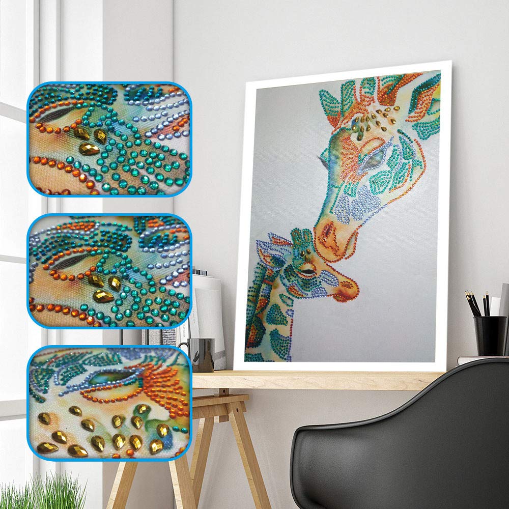Iusun Giraffe Pattern Special Shaped DIY 5D Diamond Painting Crystal Embroidery Rhinestone Pasted Resin Cross Stitch Art Craft 11.8x15.7'' - Ship from USA