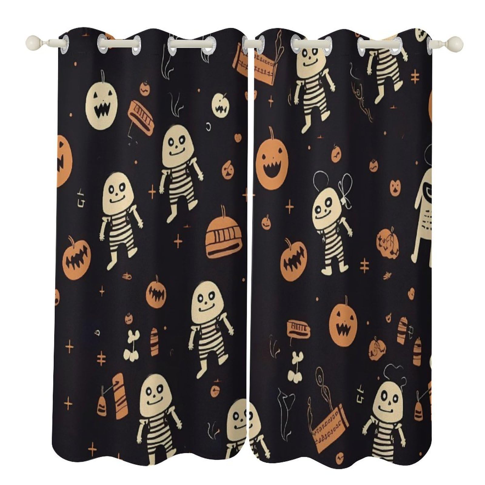 Rideaux occultants isolants d'Halloween 132x183 cm pour salon et chambre