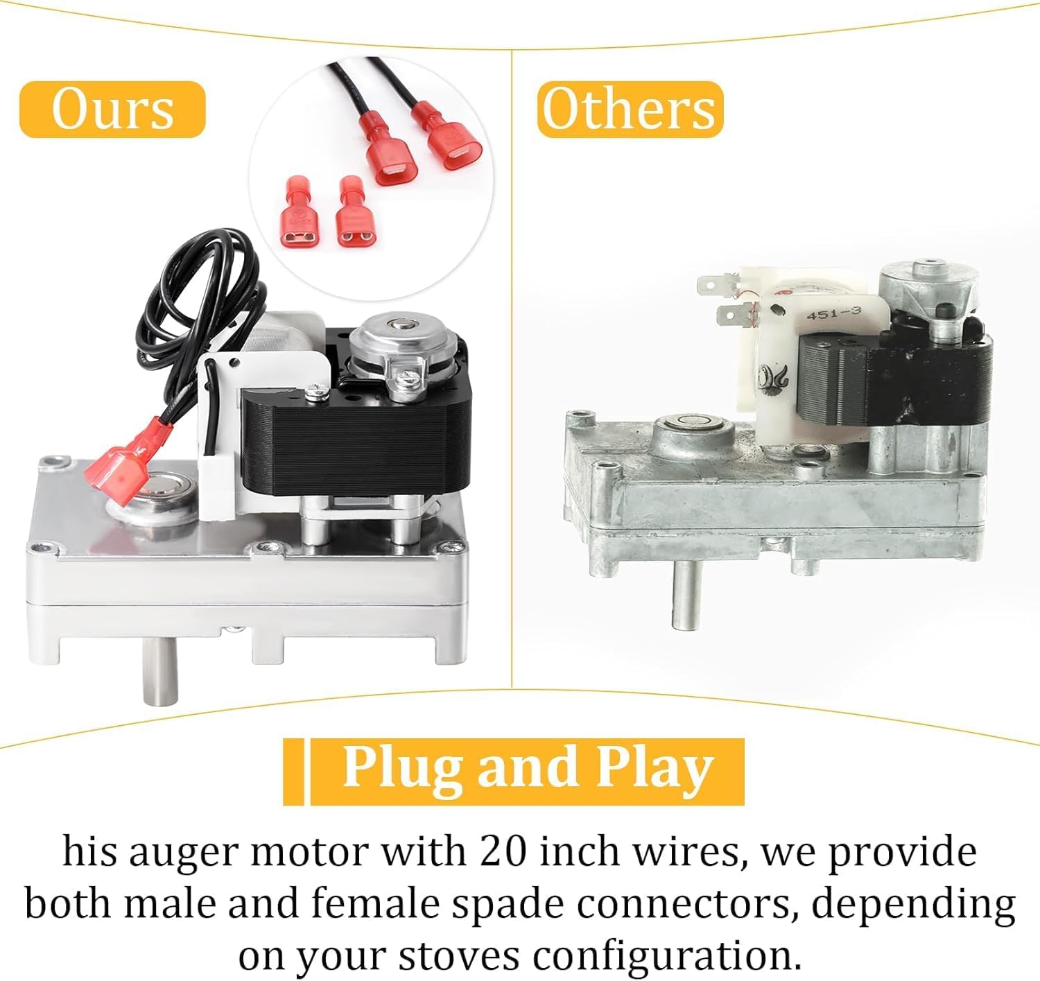 Adviace EF-001 Auger Motor for Enviro Pellet Stove EF3 & Mini & Meridian & EF2 & Milan & Regency Pellet Stove GF55 GCI60 GFI55, 1 RPM Agitator for Enviro M55 & Regency GC60