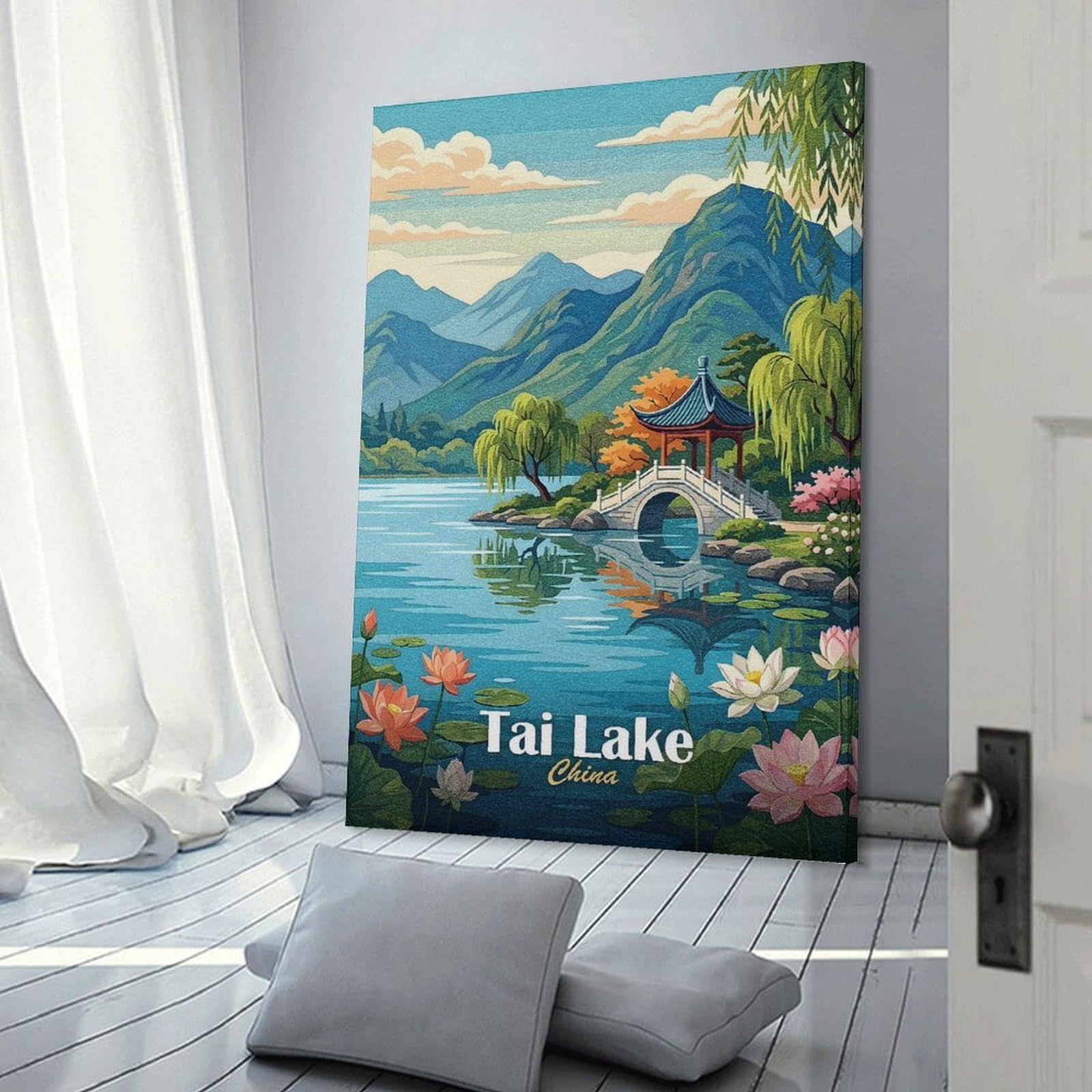 Junmoney Tai Lake, China Landscape Art Room Decor Wall Art 24x36inch(60x90cm), for Art Walls, Layered Displays Or Homes, Wall Decor Suited to Curated Displays