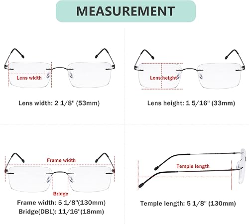 Miniatura 9 de Eyekepper Gafas de lectura sin marco para hombre, lector rectangular sin montura - dorado +1.75