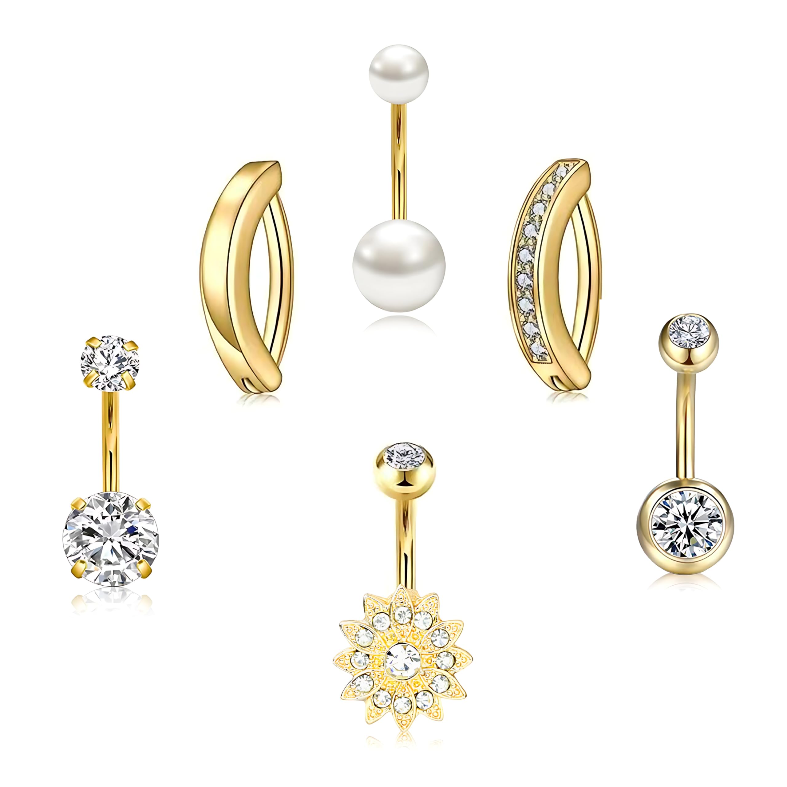 Wennala Paquete de 6 Piercing Ombligo Acero Quirúrgico 0,39 Pulgadas, Piercing para Ombligo Cómodo y No Irritante, Piercing del Ombligo Joyería Crea un Efecto Fascinante