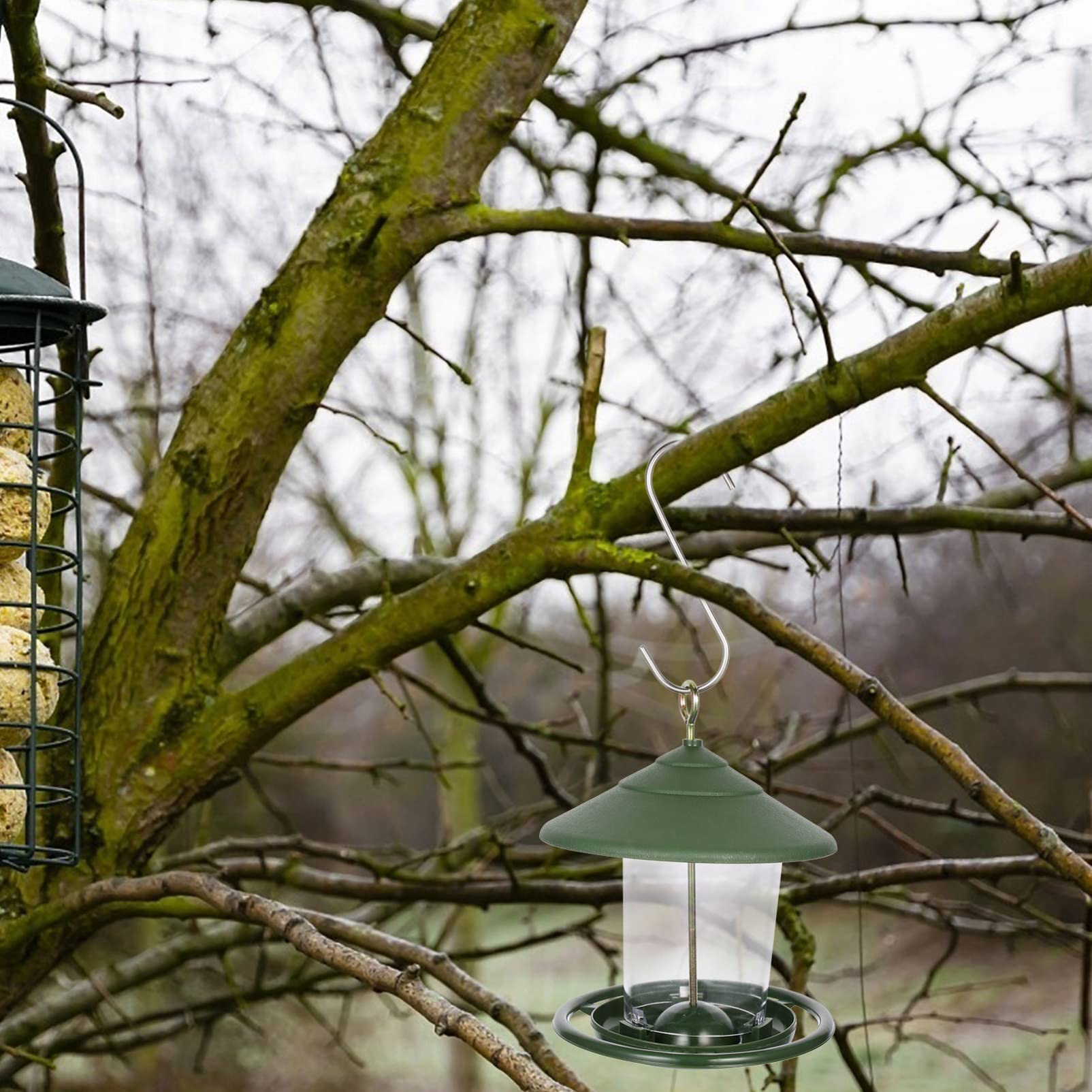 YARNOW 2 Set Mangiatoia Per Uccelli Gancio Alimentatore Di Cardi Gabbia Nidificazione Carillon Selvatico Cibo Che Serve Vassoio Porti Di Alimentazione Degli Uccelli Green Plastica