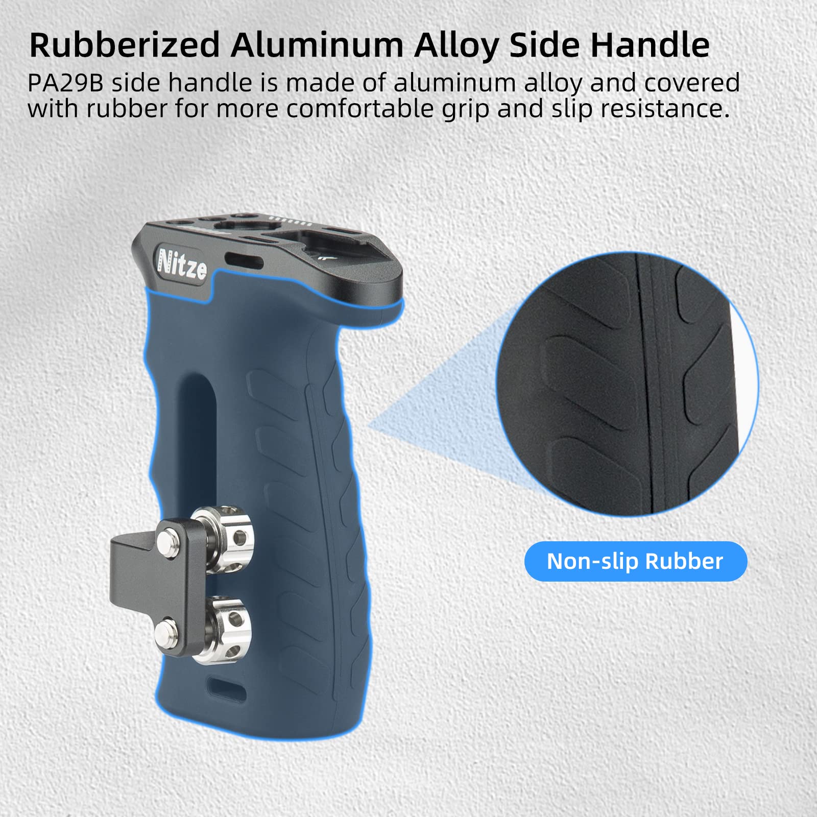 Nitze Impugnatura laterale con viti da 1/4", Ergonomica Maniglia Laterale per mano sinistra o destra, Mini Side Handle Regolabile su e giù per Camera Cage-PA29B