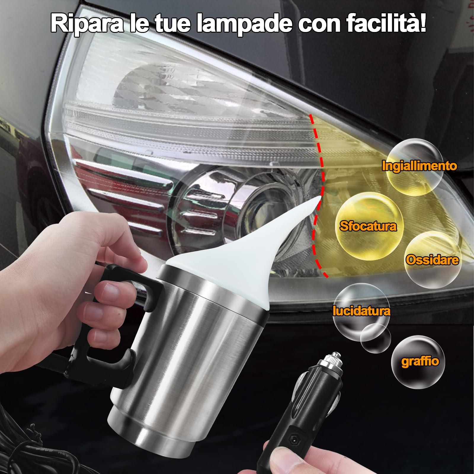 1600g Kit Lucidatura Fari Auto Rinnova Fari Auto Set di Lucidatura per Fari Strumento di Riparazione Rinnova Fari Auto Kit per Fari per la Riparazione Crepe/sfocatura/Graffi/Ingiallimento