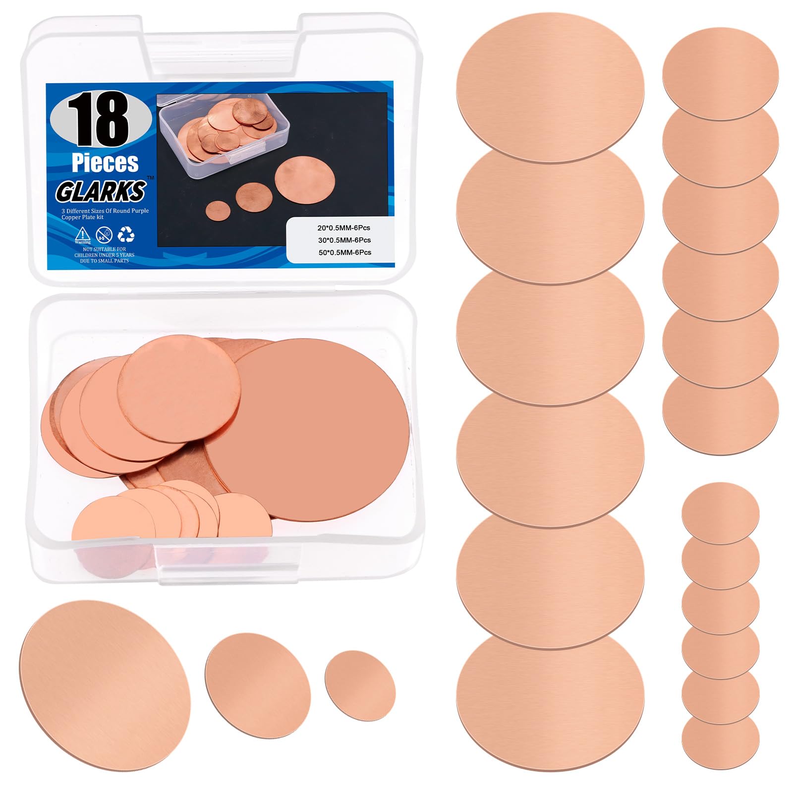 Lot De 5 Plaques Rondes En Cuivre Pur T2 - 2" X 0,04" (18 Gauge) - Neuf Sous Emballage