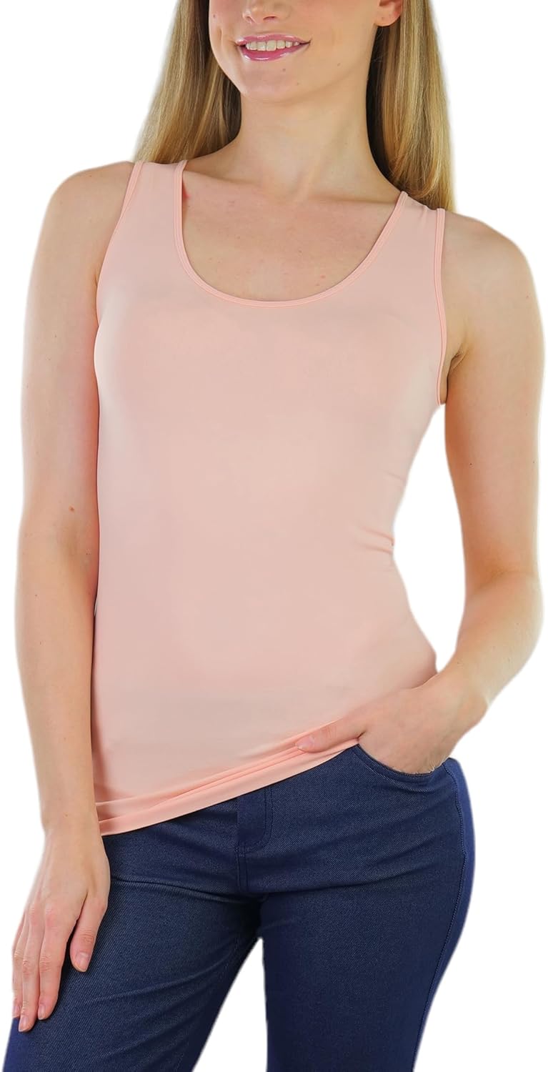 ToBeInStyle Women's Scoop Neck Solid or Mesh A-Shirt Tank Top - Image 6
