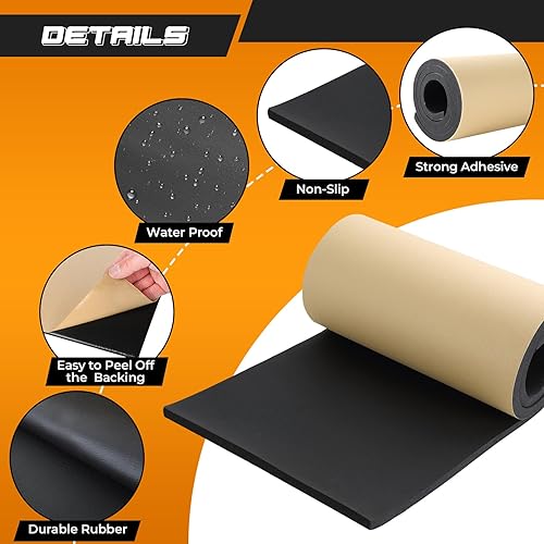 Miniatura 3 de NATGAI Esponja de neopreno con lámina de goma de espuma adhesiva de 1/2 pulgada de grosor x 12 pulgadas de ancho x 54 pulgadas de largo, cortado a