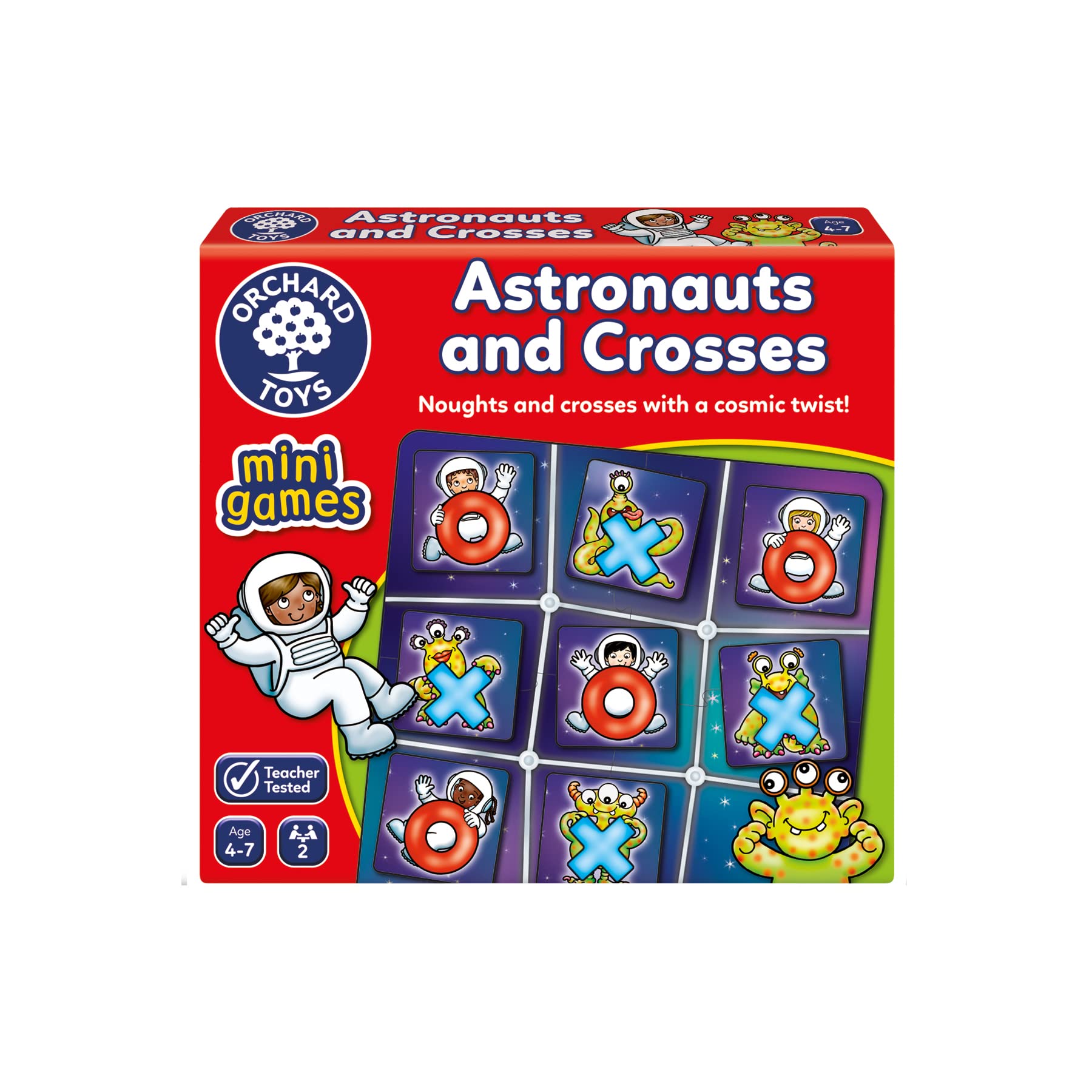 Orchard Toys Astronauts and Crosses Game, small and compact game, great for travel, simple gameplay, for kids age 4-7
